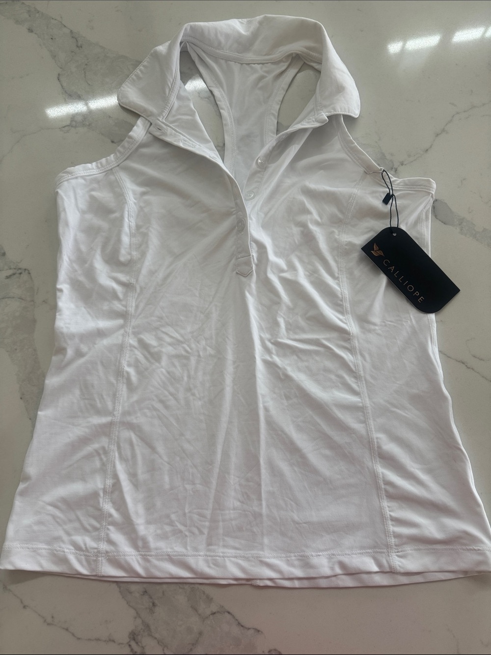 Calliope Women's White Racerback Polo Tank Top